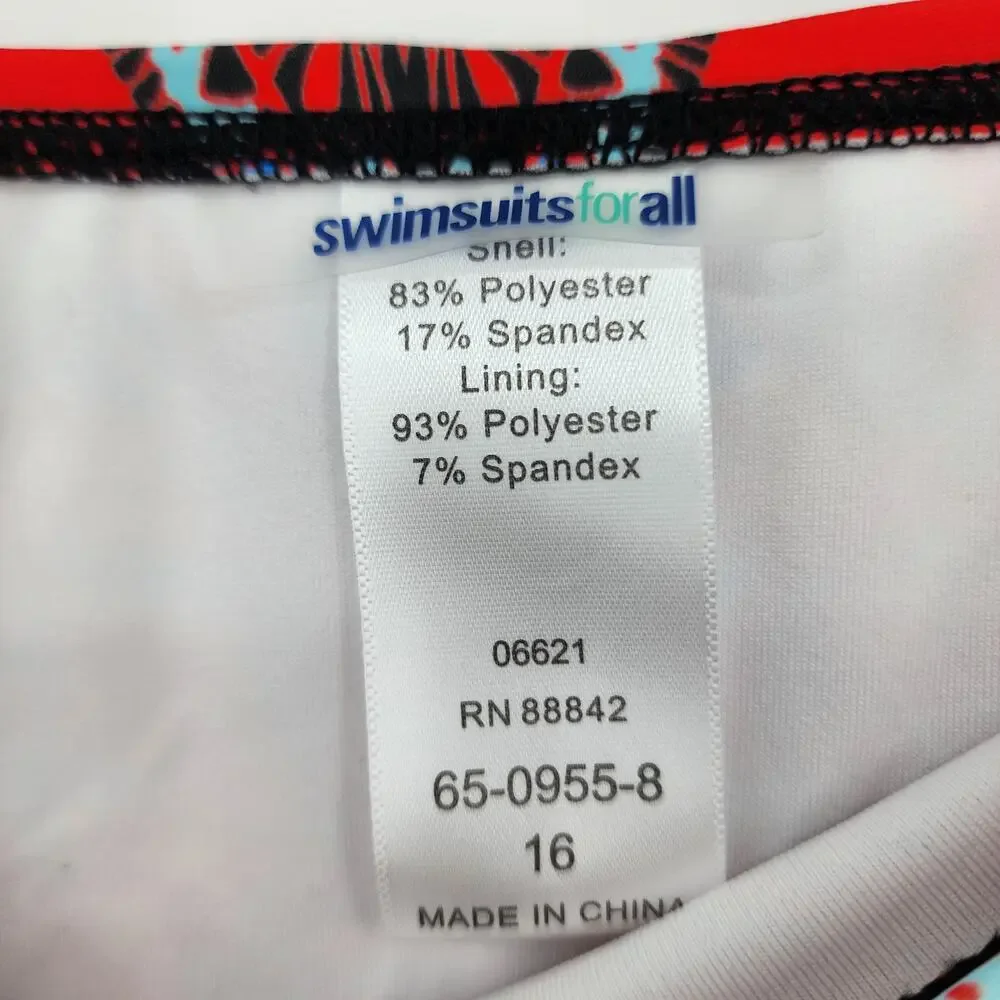 Swimsuits For All Full Coverage High Waist Bandana Print Bikini Bottoms Size 16